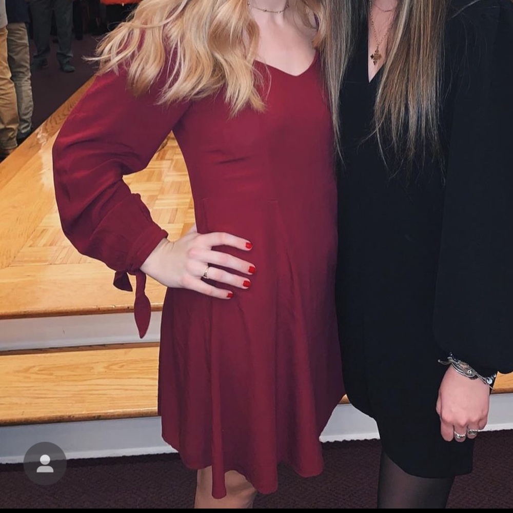 Long sleeve maroon dress - Size S (Tall)